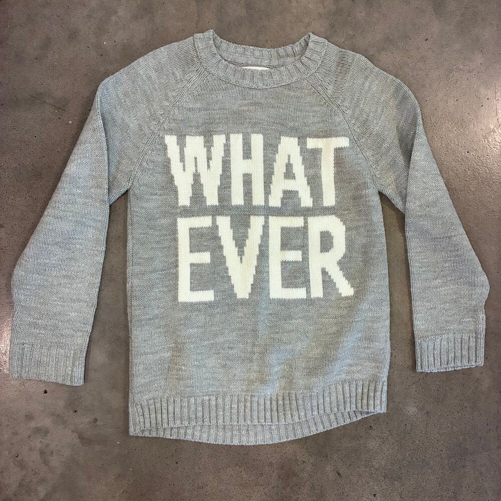 ZARA whatever you like gray knit crewneck sweater boys 9 top RNI wear